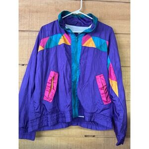 Vintage Rock Creek Casuals 90s Geometric Windbreaker Jacket Purple Small
